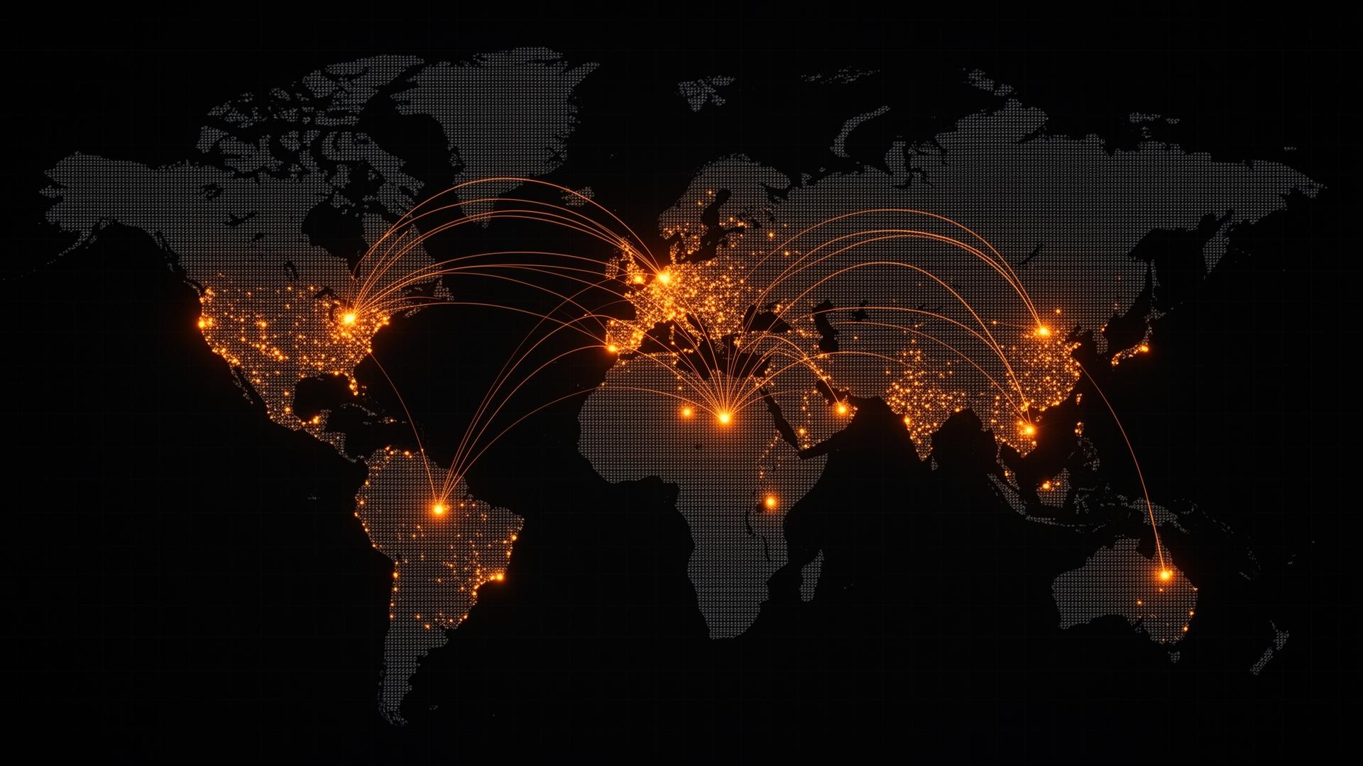 International trade network linking Europe, Middle East, Africa and Eastern Europe